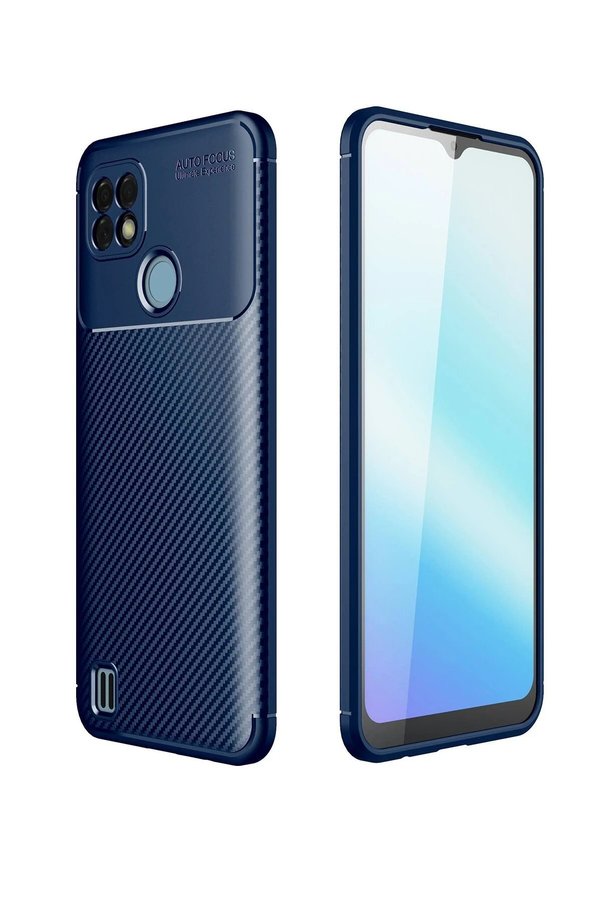 CepteToptan Realme C21 Kılıf Auto Focus Karbon Kapak - Lacivert - DROPX4119-8858