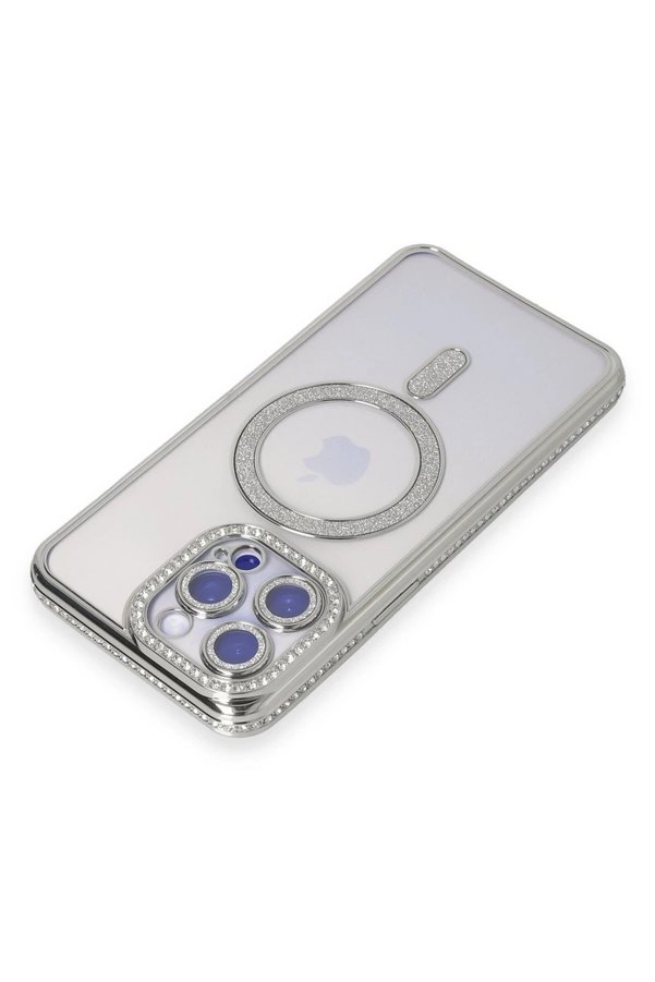 İphone 15 Pro Max Kılıf Joke Si̇mli̇ Magneti̇csafe Kılıf - Gümüş - Dropx7935-6354