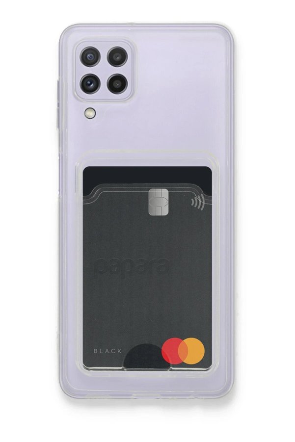CepteToptan Samsung Galaxy A22 Kılıf Kart Şeffaf Silikon - Şeffaf - DROPX8993-3174