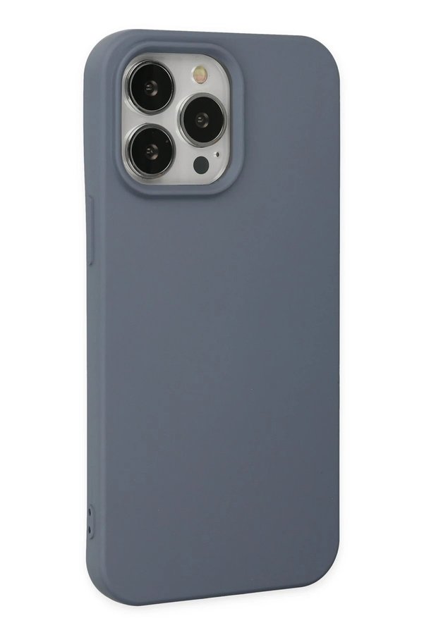 İphone 14 Pro Kılıf Nano İçi̇ Kadi̇fe Si̇li̇kon - Gri̇ - Dropx9753-3733