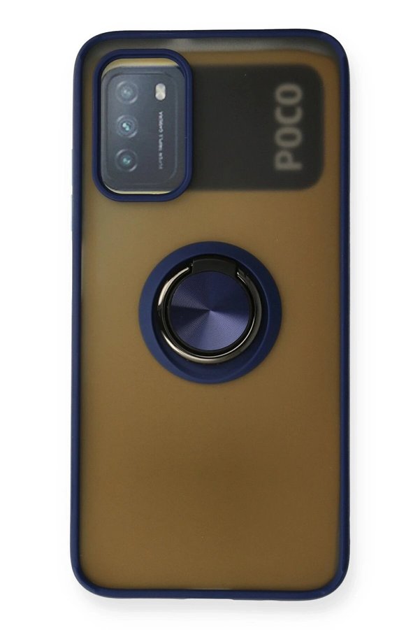 CepteToptan Xiaomi Redmi 9T Kılıf Montreal Yüzüklü Silikon Kapak - Lacivert - DROPX1329-5282