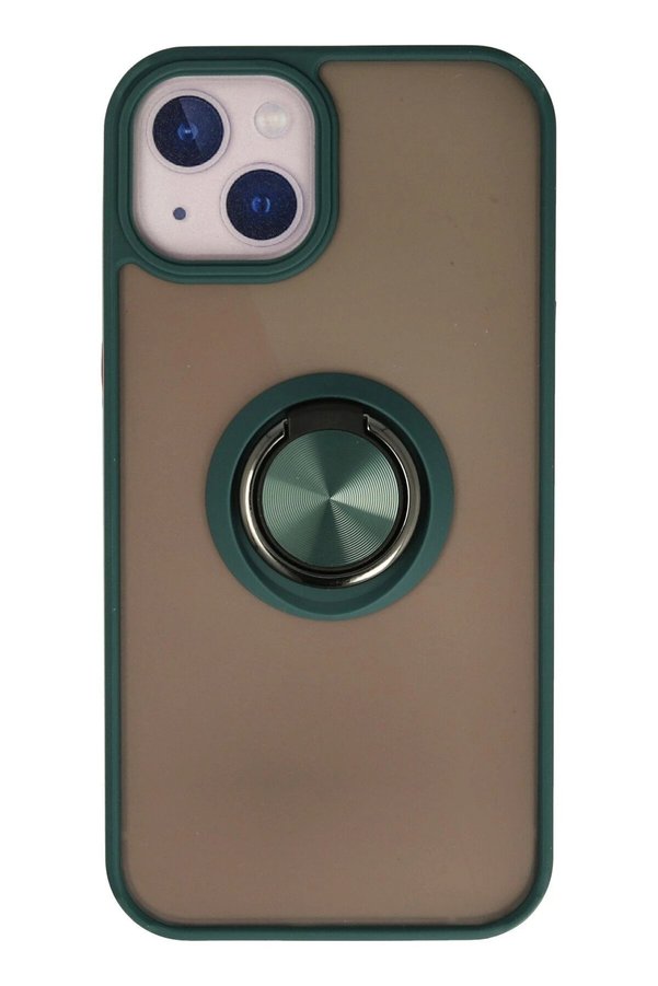 CepteToptan iPhone 13 Kılıf Montreal Yüzüklü Silikon Kapak - Yeşil - DROPX3872-4612