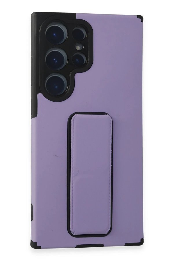 CepteToptan Samsung Galaxy S23 Ultra Kılıf Mega Standlı Silikon - Lila - DROPX8043-3778