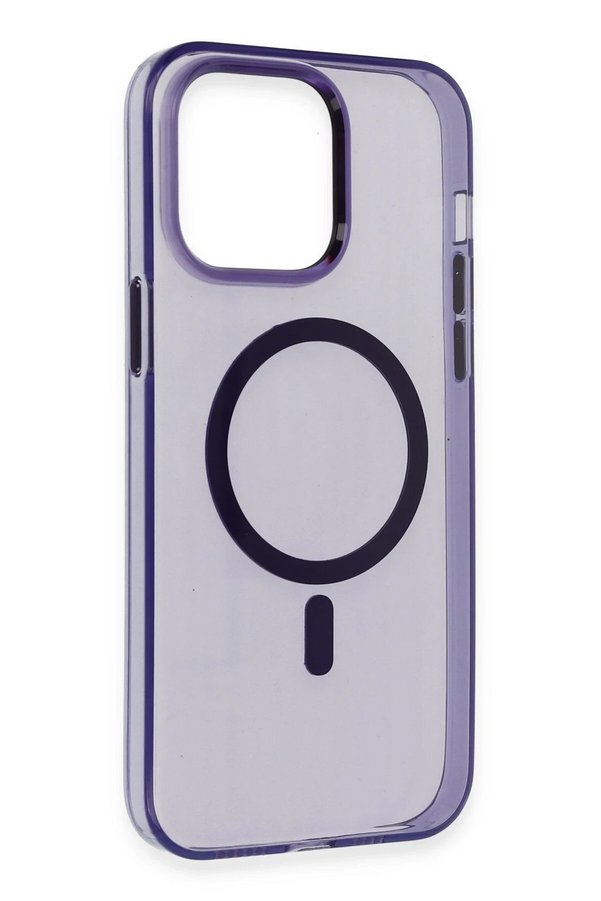 İphone 14 Pro Kılıf Tron Şeffaf Magsafe Kapak - Deri̇n Mor - Dropx7178-9076