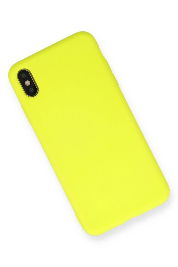 İphone X Kılıf Nano İçi̇ Kadi̇fe Si̇li̇kon - Sarı - Dropx9840-1905