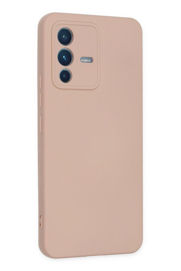 Vi̇vo V23 5G Kılıf Nano İçi̇ Kadi̇fe Si̇li̇kon - Pudra - Dropx7255-7044