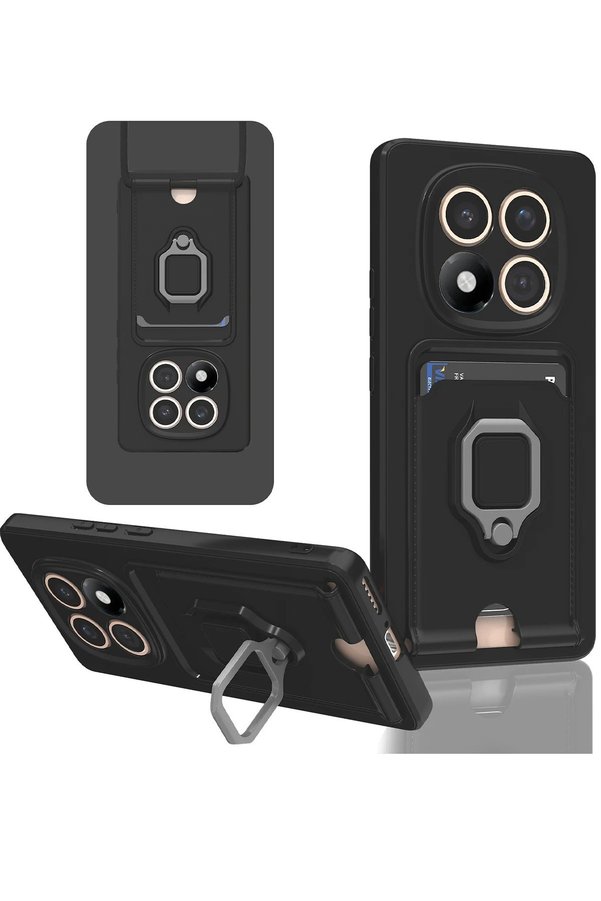 CepteToptan Xiaomi Redmi Note 14 Pro Plus Kılıf Zuma Kartvizitli Yüzüklü Silikon - Siya - DROPX4756-9445