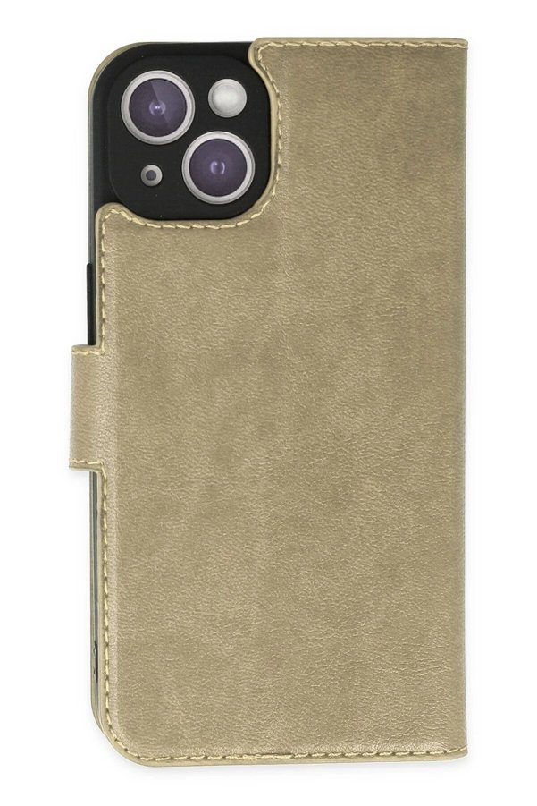 CepteToptan iPhone 14 Kılıf Trend S Plus Kapaklı Kılıf - Gold - DROPX3811-2386
