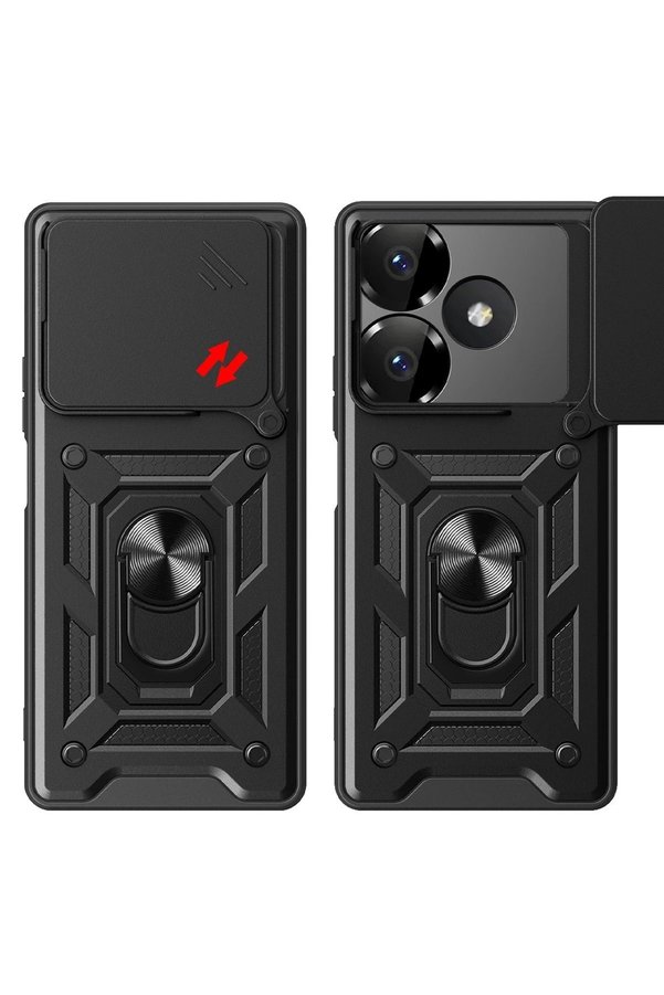 Xi̇aomi̇ Redmi̇ 13 4G Kılıf Pars Lens Yüzüklü Si̇li̇kon - Si̇yah - Dropx4186-3579