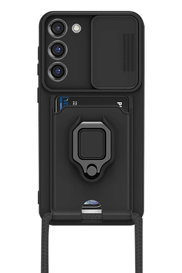 CepteToptan Samsung Galaxy S23 Plus Kılıf Zuma Kartvizitli Yüzüklü Silikon - Siyah - DROPX1875-9475