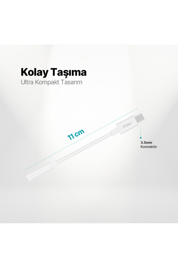 Ttec Usb-C - 3.5Mm Aux Adaptörü 11 Cm Beyaz 2Ak04B
