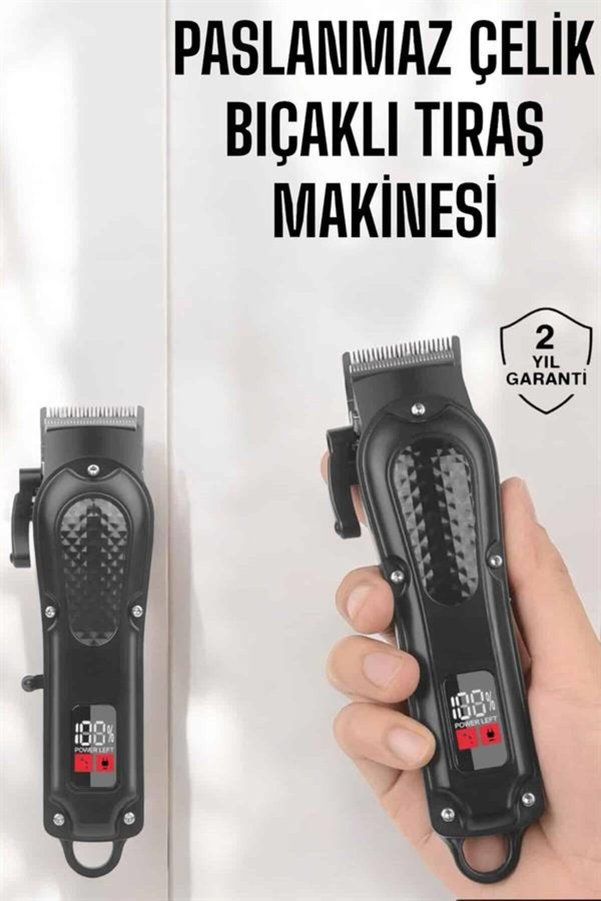 Sayemons Sıfır Tıraş Makinesi Dijital Göstergeli Paslanmaz Çelik Bıçaklı Taşınabilir