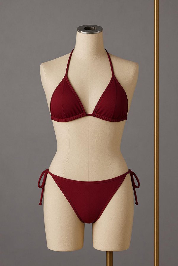 Imoda Kadın Bordo Yandan Ve Boyundan Bağlamalı Bikini Mayo Takımı