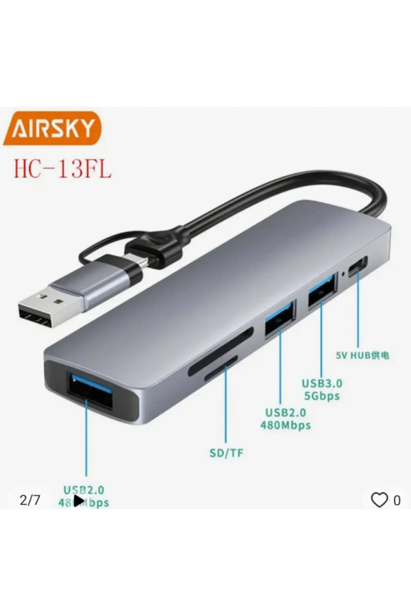 Evimdeyokyok Airsky Hc13Fl 5 İn 1 Usb Type-C 2 İn 1 Çevirici