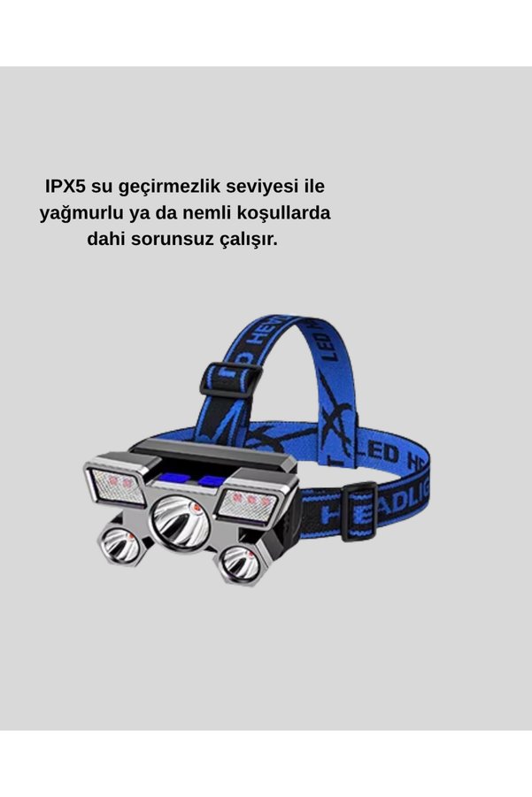 Ucuztekno Şarj Edilebilir Led Kafa Feneri – 4 Işık Modu, Ipx5 Su Geçirmez, Hareket Sensörlü