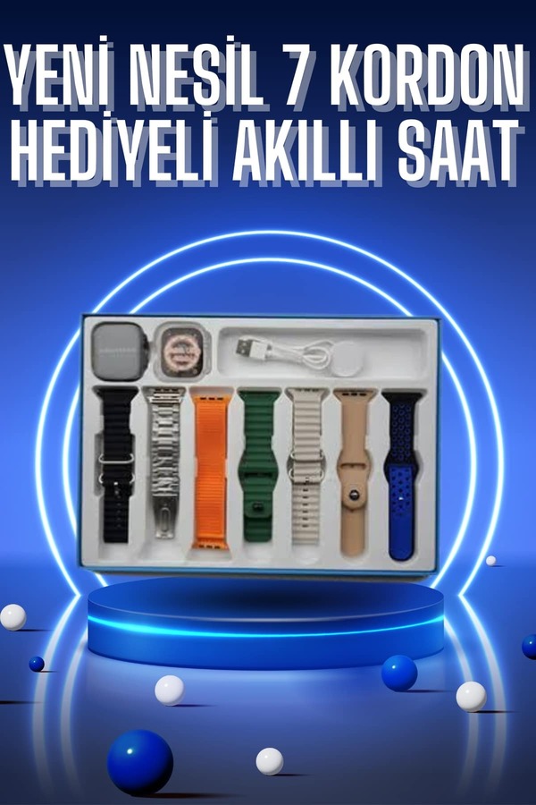 Ethab Giyim Akıllı Saat 7 Kordon Hediyeli Takvim Alarm Nabız Ölçer Bildirim Görme Sesli G - Glst6729-560