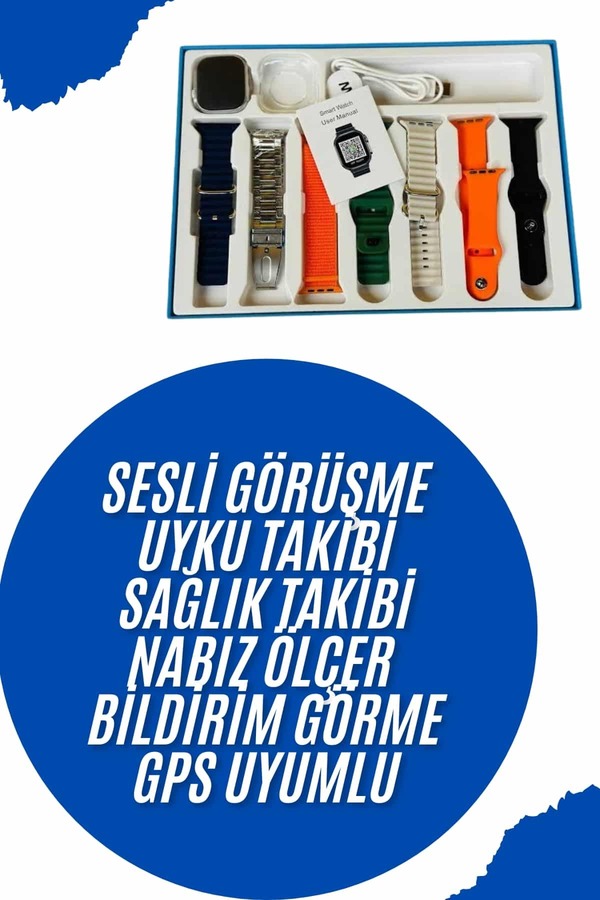 Ethab Giyim Akıllı Saat 7 Kordon Hediyeli Takvim Alarm Nabız Ölçer Bildirim Görme Sesli G - Glst6729-560
