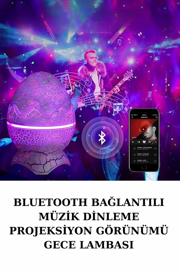Ethab Giyim Dinozor Speaker Renk Değiştirme Projeksiyon Modu Bluetooth Hoparlör Gece Lambası - Glst1313-542