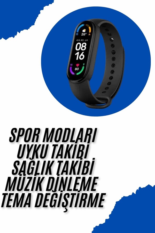 Ethab Giyim Akıllı Uyumlu Bileklik M6 Adımsayar Spor Modları Çağrı Görme Türkçe Menü - Glst7831-6006