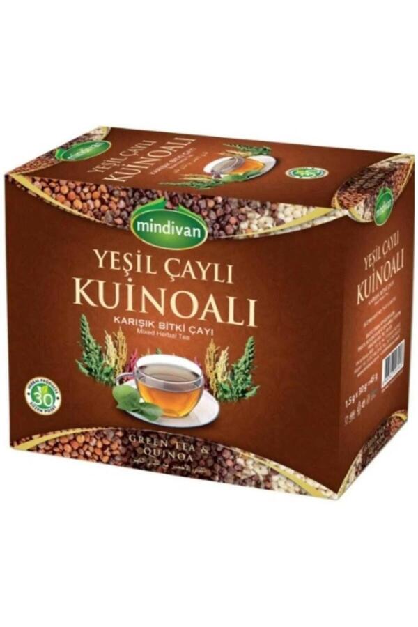 Mindivan Yeşil Çaylı Kuinoalı Karışık Bitki Çayı 30 Poşet