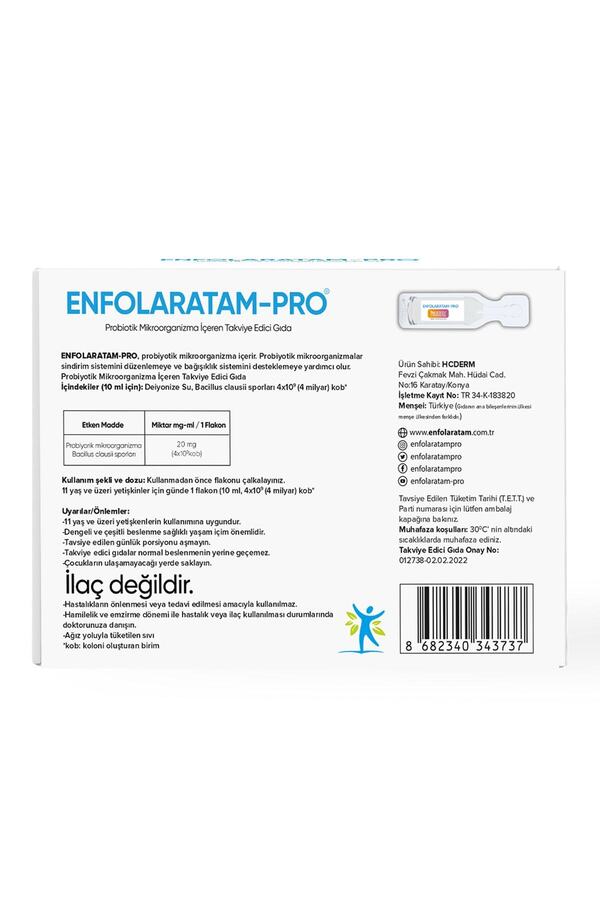 Enfolaratam Pro Probiotic Probiyotik Bacillus Clausii Sporları 4 Milyar Yetişkin