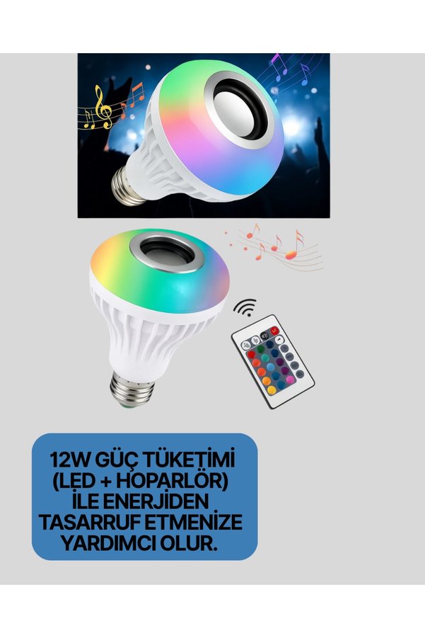 Küçük Hazine Mey İthalat® Akıllı Led Ampul – E27 Uyumlu Ve Müzik Çalarlı Tasarım