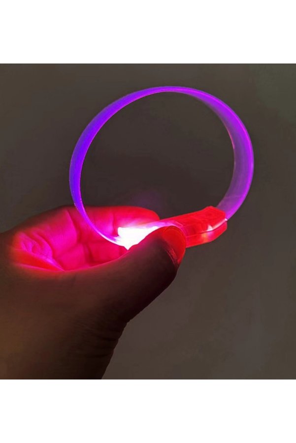 Evimdeyokyok 3 Modlu Pilli Led Işıklı Esnek Parti Bilekliği Pembe