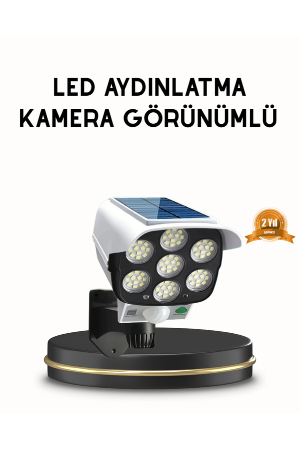Ucuztekno Güneş Paneliyle Şarj Olan Hareket Sensörlü Dış Mekan Güvenlik Lambası Ayarlanabilir