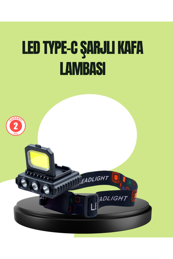Home 800 Lümen Çok Fonksiyonlu Led Kafa Lambası Type C Şarjlı