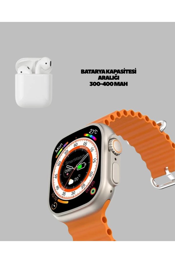 Ethab Giyim Watch 9 Max Akıllı Saat Ve Kablosuz Kulaklık Seti 2 Kordonlu Sesli Görüşme Öz - Glst1272-484