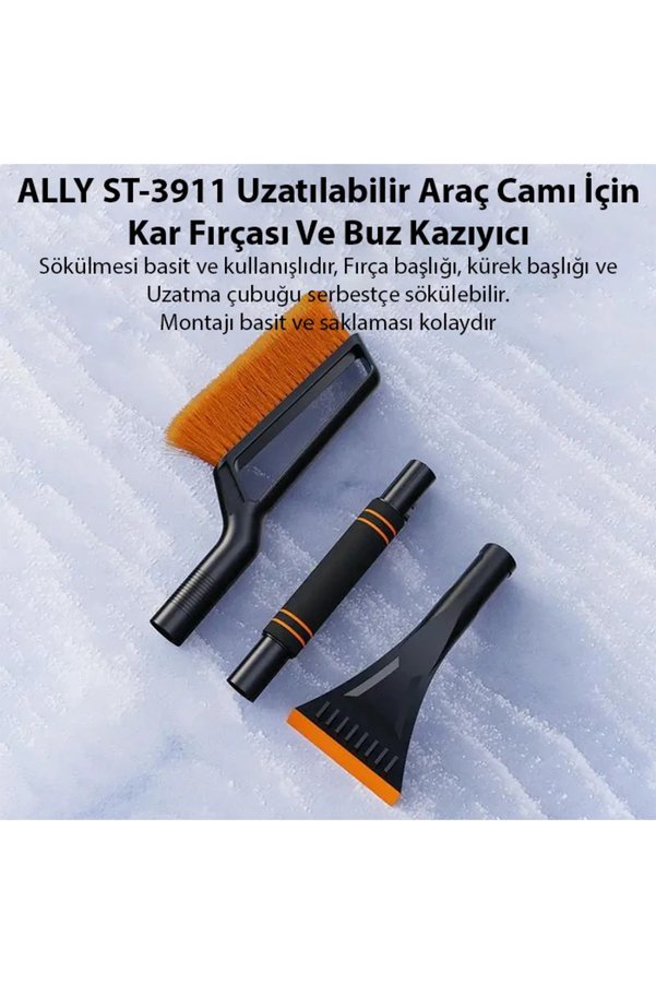 Ethab Giyim Ally St-3911 Uzatılabilir Araç Camı İçin Kar Fırçası Ve Buz Kazıyıcı-(577 - Glst3563-120
