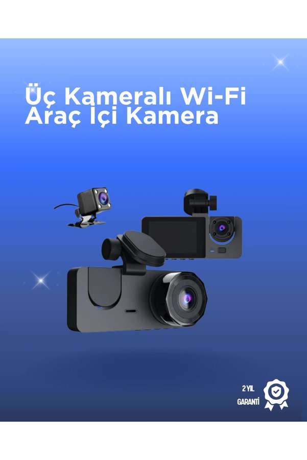 Epilons Gelişmiş G-Sensörlü Üçlü Araç Kamerası - 5 Lcd Ekran Ve Hareket Algılama