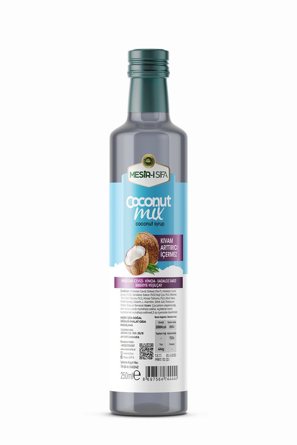 Mesirişifa Coconut Mix Hindistan Cevizi Şurubu 250Ml - Kinoa Sadaloz Sakızı Biberiye Yeşilçay İçerikli