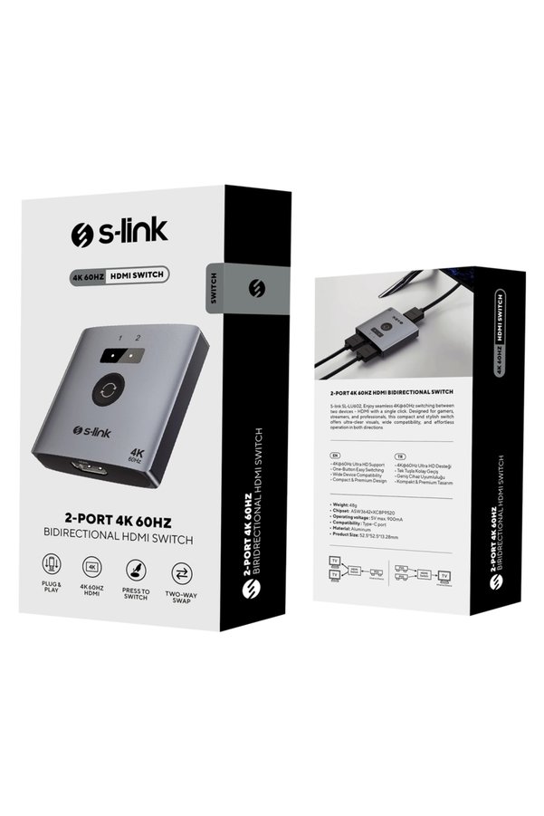 Eiloluxe S-Lınk Sl-Lu602 2Xhdmi 4K 60Hz Monitör Çoklayıcı (1Pc-2Monitör Veya 2Pc- 1Monit - Eilo7189-19