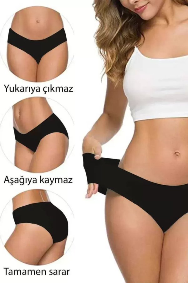 Trend 3 Adet Kadın Dikişsiz Lazer Kesim Esnek İz Yapmayan Külot S4