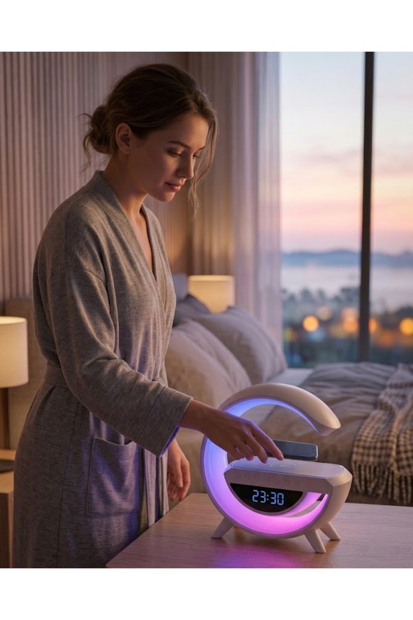 Epilons Çok Fonksiyonlu Lı Saat Hoparlör Rgb Işık Ve Alarm Özellikli