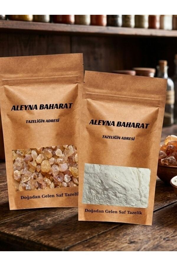 Aleyna Baharat 100 Gr Tane Arap Zamkı + 100 Gr Toz Arap Zamkı ( Zamkı Arabi - Akasya Gamı )