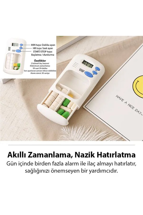Cpu Elektronik Elektronik Akıllı Zamanlayıcılı Taşınabilir Hap İlaç Kutusu - Bpa İçermez