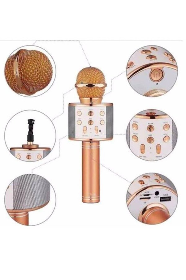 Geneloem Karaoke Mikrofon Bluetooth Bağlantılı Aux Girişli Uzun Pil Ömrü Yüksek Ses Ka - Stepco5141-5