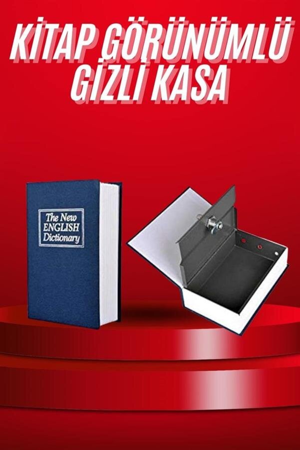 Geneloem Kitap Görünümlü Gizli Kasa Büyük Boy Anahtarlı Kilitli Para Kasası - Lum1Na2654-2851