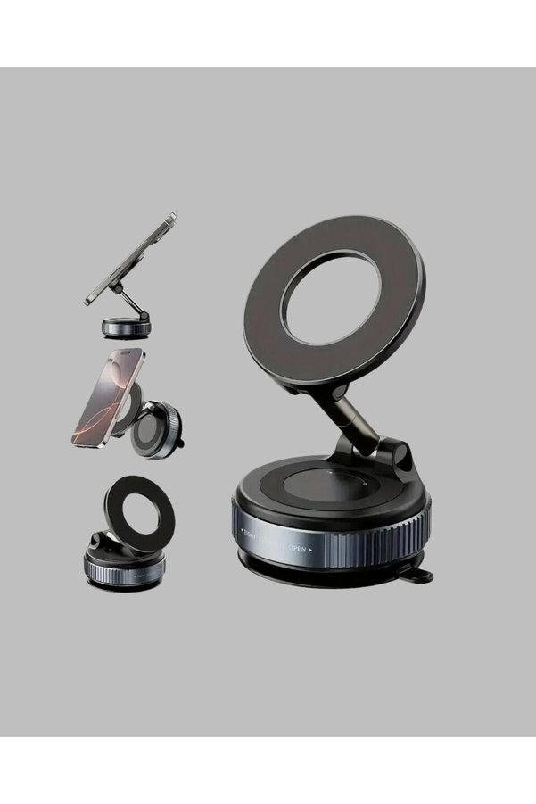 Etc Güçlü Mıknatıslı Vakumlu Araç Telefon Tutucu Alüminyum Gövde - Mmmmmm1020-1276