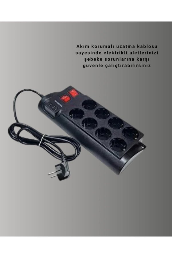 Northcity N Akım Korumalı 8’Li Priz 3 Usb Uzatma Kablosu - Isıya Dayanıklı 4000W Güvenli Çözüm