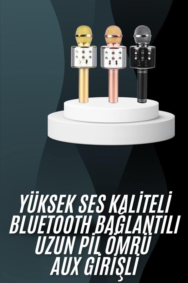Geneloem Karaoke Mikrofon Bluetooth Bağlantılı Aux Girişli Uzun Pil Ömrü Yüksek Ses Ka - Stepco5141-5