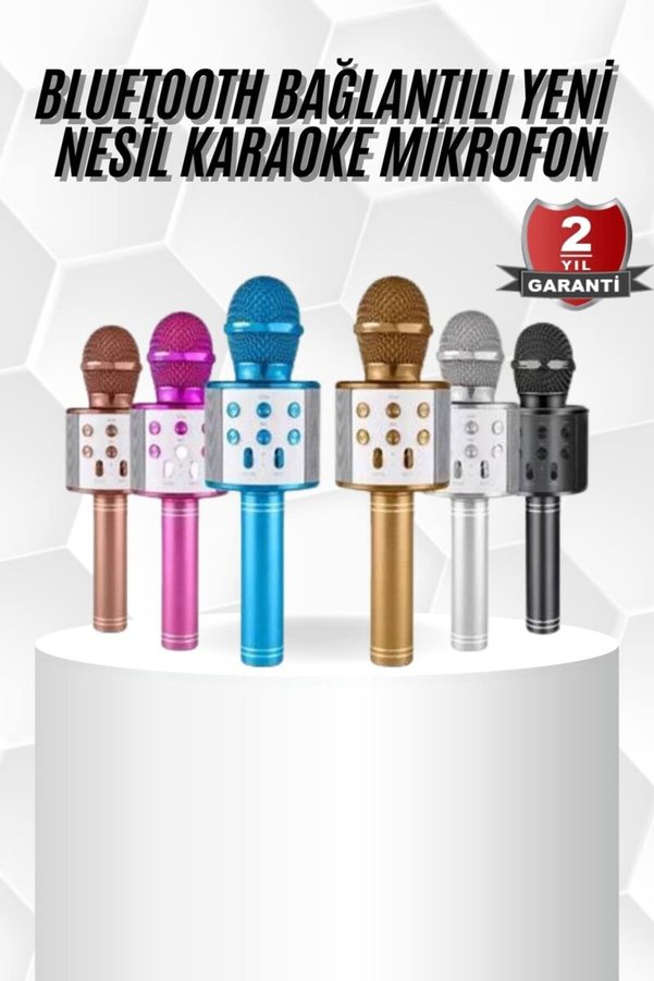 Geneloem Karaoke Mikrofon Bluetooth Bağlantılı Aux Girişli Uzun Pil Ömrü Yüksek Ses Ka - Stepco5141-5