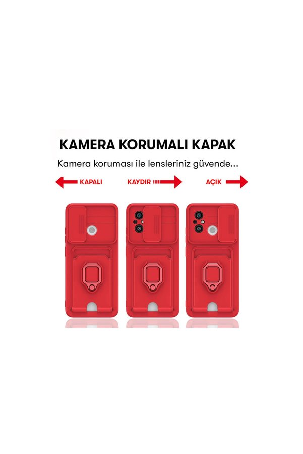 Evimdeyokyok Xiaomi Redmi 12C Kılıf Zuma Kartvizitli Yüzüklü Silikon - Siyah