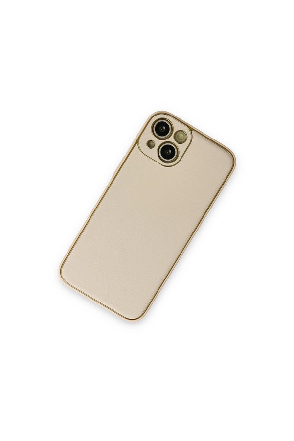 Evimdeyokyok Apple İphone 14 Plus Kılıf Coco Deri Silikon Kapak - Gold