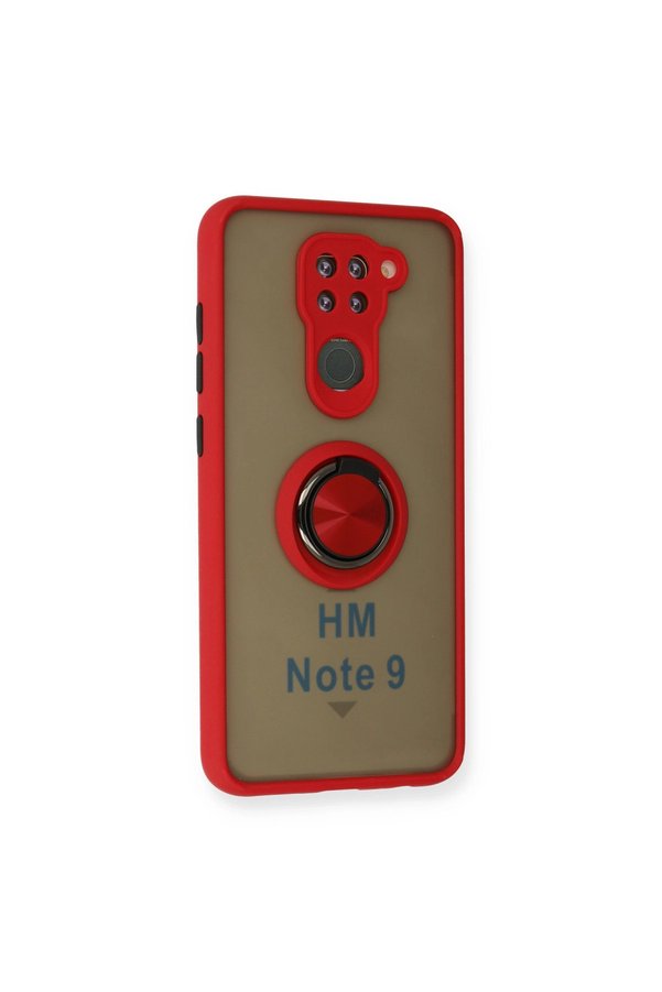 Evimdeyokyok Xiaomi Redmi Note 9 Kılıf Montreal Yüzüklü Silikon Kapak - Kırmızı