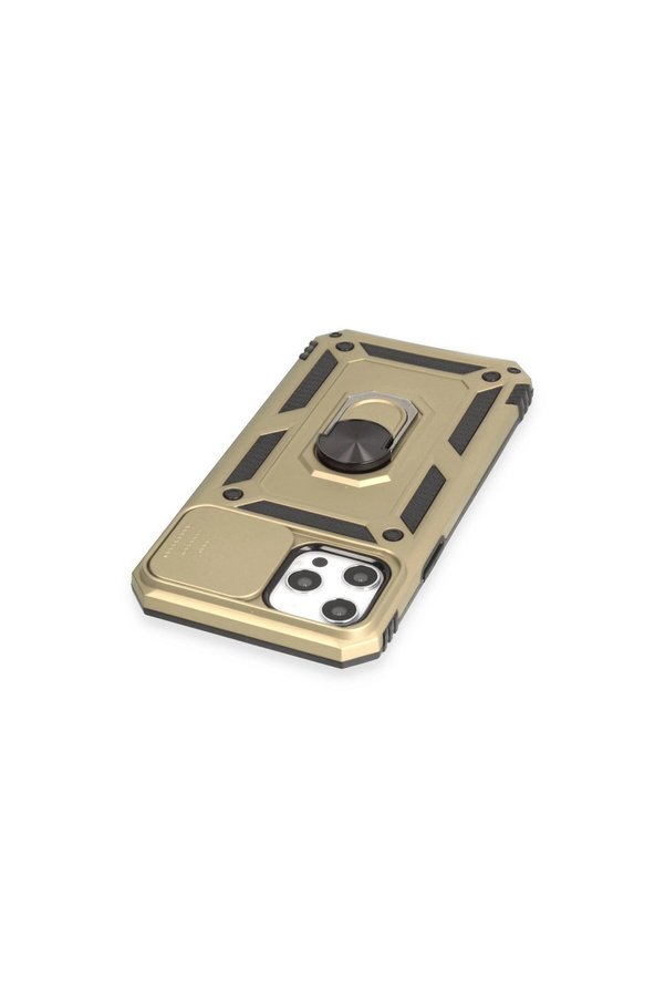 Evimdeyokyok Apple İphone 12 Pro Max Kılıf Pars Lens Yüzüklü Silikon - Gold