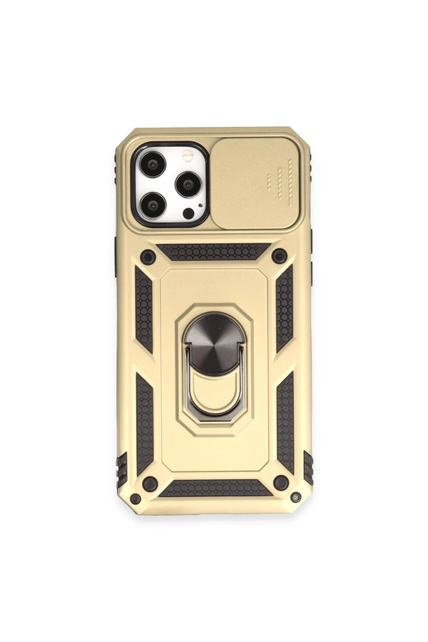 Evimdeyokyok Apple İphone 12 Pro Max Kılıf Pars Lens Yüzüklü Silikon - Gold