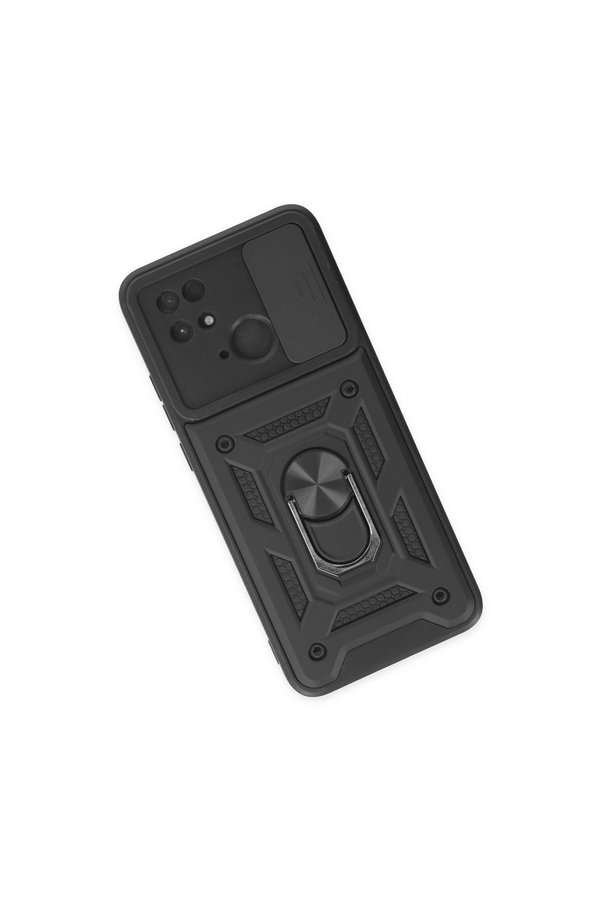 Evimdeyokyok Xiaomi Redmi 10C Kılıf Pars Lens Yüzüklü Silikon - Siyah